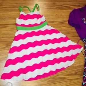 Pink and White Wavy Lines Dress